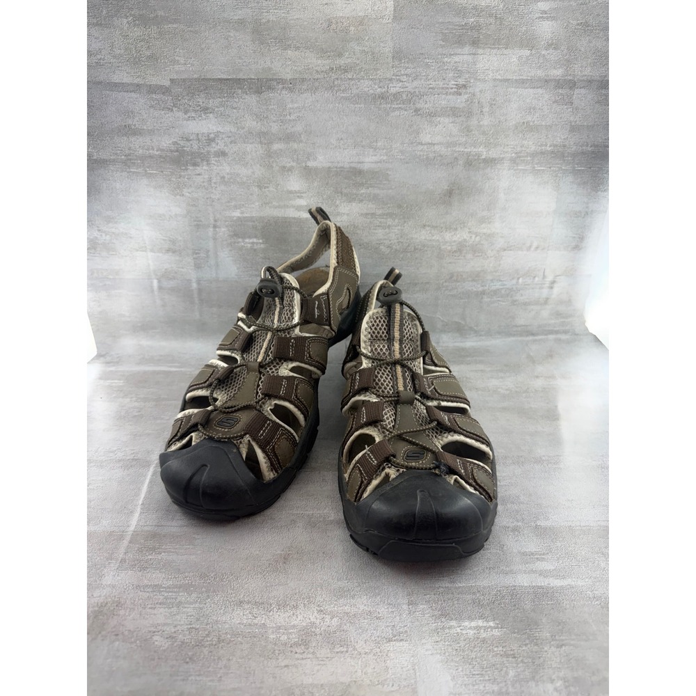 Skechers‎ Men 50492 Brown Tan Fisherman Sandals Bungee Closed Toe Size 9